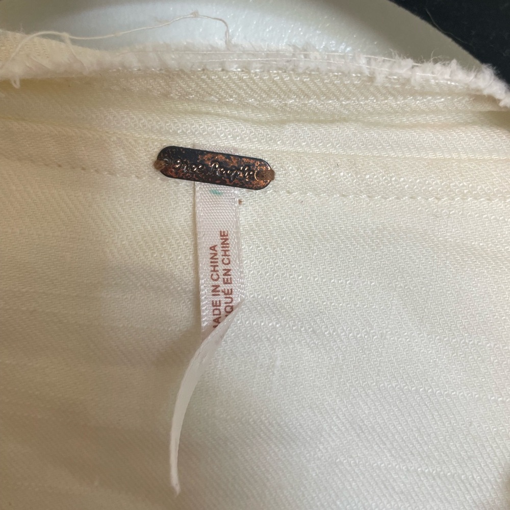 Free People Women’s Linen Blend Open Waterfall Front Drape Blazer Jacket M - Picture 3 of 4